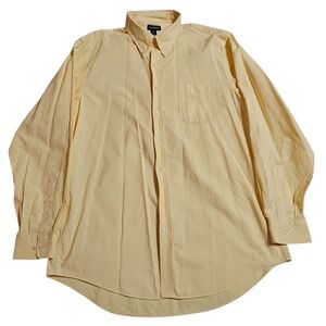Lands' End Shirt 17 1/2 Tall Yellow Long Sleeve Button-Down Cotton Dress‎